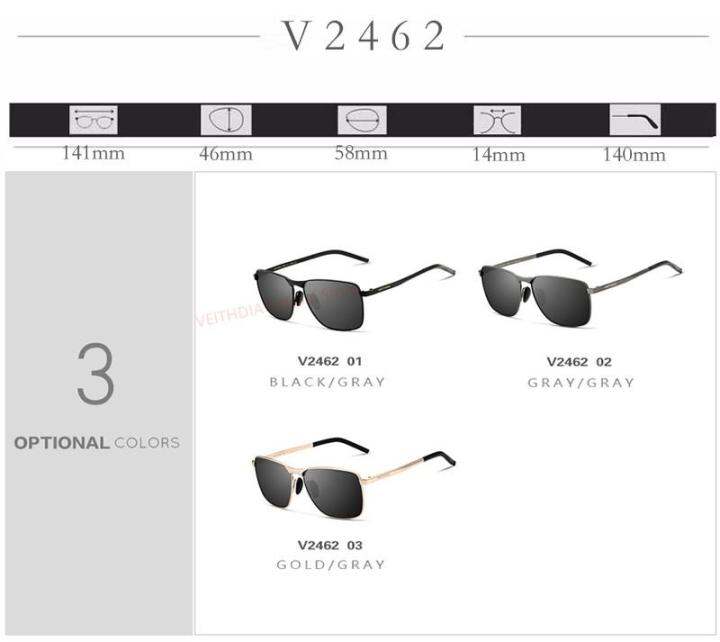 veithdiaแว่นตากันแดดวินเทจv2462-อุปกรณ์แว่นตาแบบโพลาไรซ์สำหรับผู้ชาย-ผู้หญิง