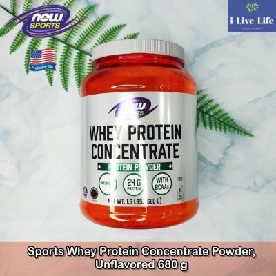 ผงเวย์โปรตีน ไม่มีรสชาติ Sports Whey Protein Concentrate Powder, Unflavored 680 g - NOW Food