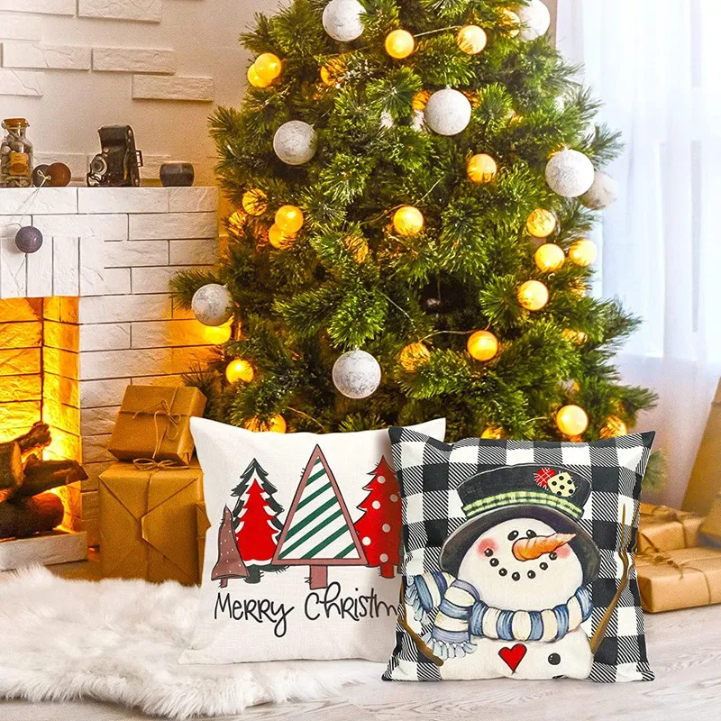 Outdoor Pillows Covers with Inserts Set of 2, Christmas Funny Santa Claus  on Xmas Eve Waterproof Pillow with Adjustable Strap Decorative Throw  Pillows