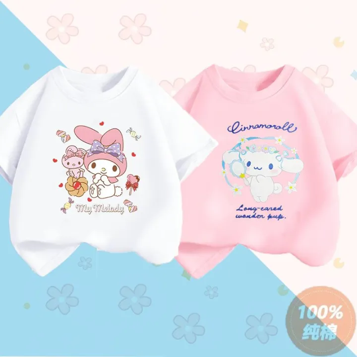 Sanrio Cinnamoroll Y2k Top Crianças T-shirt Kawaii Anime Desenhos Animes  Crianças Casual Roupas Tee Shirt Kid Girl Boy Fashion T Shirt