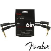 Fender® Deluxe Series Black Tweed สายพ่วงเอฟเฟค 15 ซม. แบบพรีเมียม หัวงอชุบทอง แพ็ค 2 เส้น (6 Inch Deluxe Series Patch Cable)