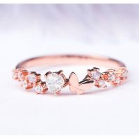 ❥Viburnum♔•925 Silver Ring Female Butterfly Diamond Rose Gold Ring