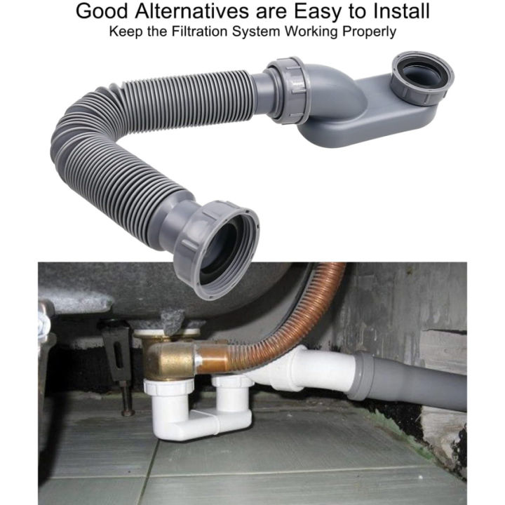 Plastic Low Profile Retractable Drain Pipe P Trap Universal Bathroom Sink Freestanding Tub Flat