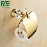 Paper Holders Solid Brass Gold Paper Roll Holder Toilet Paper Holder Crystal Tissue Holder Restroom Bathroom Accessories Toilet Roll Holders