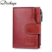 DICIHAYA Genuine Leather Women Wallet Hasp Small and Slim Coin Pocket Purse RED Women Wallets Cards Holders Brand Designer Purse