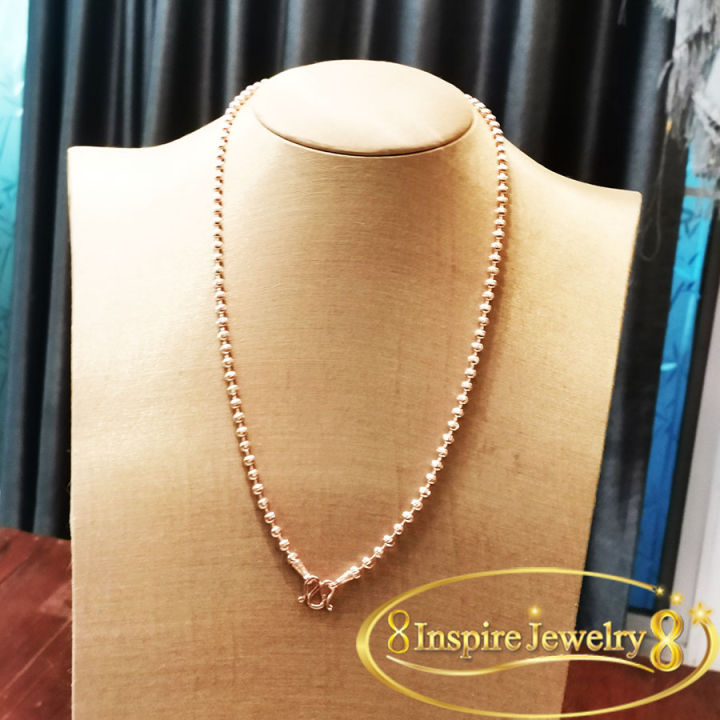 inspire-jewelry-สร้อยคอเม็ดอิตาลี-สีทองชมพู-pink-gold-มีให้เลือกระหว่าง-ยาว-24-นิ้ว-งานแบบร้านทองตัดลายวิ้งๆ-งานสวย-ปราณีต-พร้อมถุงก