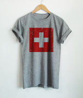 เสื้อยืดลาย ธงชาติสวิตเซอร์แลนด์ ประเทศสวิตเซอร์แลนด์ Switzerland Flag เสื้อสกรีน แขนสั้น คอกลม