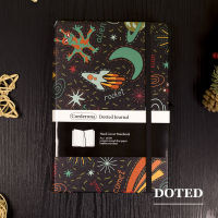 Corderona Black Space Bullet Dotted Journal วงยืดหยุ่น A5 สมุดปกแข็ง Bujo Dot Grid