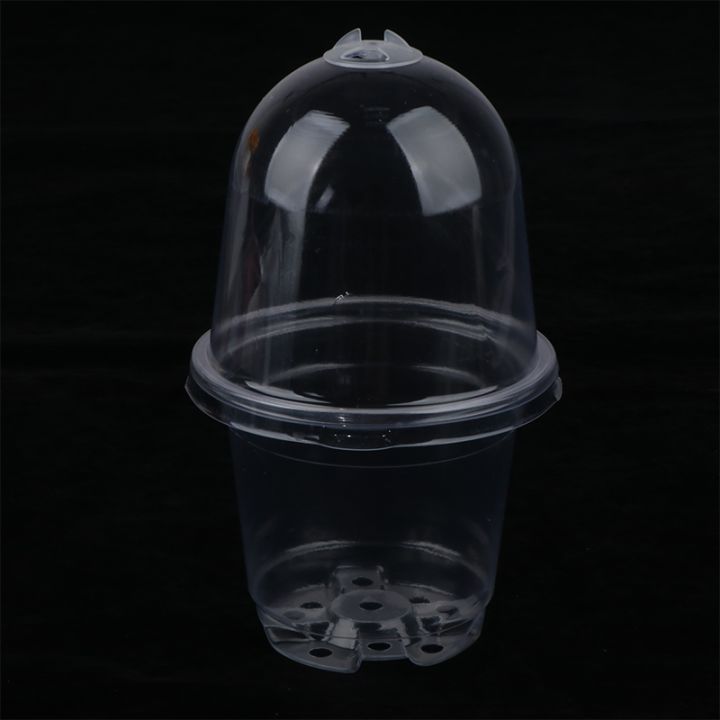 5pcs-plant-nursery-pot-transparent-plastic-pet-seed-stater-cups-with-cover-humidity-dome-tray-transplanting-planter-containers