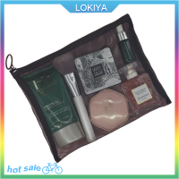 LOKIYA กระเป๋าแต่งหน้าตาข่ายสีดำผู้หญิงกระเป๋าเครื่องสำอาง Organizer Travel Portable WASH L