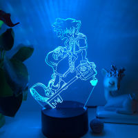 เกม K ingdom H earts Sora keyblade 3D โคมไฟ LED ห้องนอนมังงะไฟกลางคืนอะนิเมะรูปภาพประดับห้องโคมไฟกลางคืนไฟ