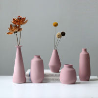 Creative frosted fresh pink dried flowers floral Nordic desktop ornaments ins style living room decoration ceramic vase