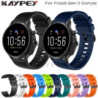 ♞✒ 22MM Soft Silicone Strap For Fossil Gen 5 Carlyle HR Julianna HR Band for Fossil Sport 43mm / Q Explorist HR Gen 4 Belt Bands