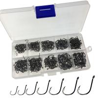 500 Pcs Pieces 10 Sizes Black Silver Fishing Fish hook Hooks Comes with Retail Carrying Box Fishing Tackle set lure rod