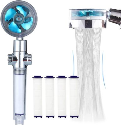 ZhangJi New Propeller Shower with Stop and Cotton Filter Turbocharged Pressure Handheld Nozzle