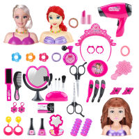 Styling Doll Play Makeup Doll Head With Hair Dryer Makeup Doll Children Make Up Pretend Toy Doll Accessories Modelling Head Doll