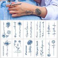 【YF】 Fashion Daisy Flower Temporary Tattoos Sticker Fake Juice Ink Gradient Lotus Words Decal Waterproof Body Art Hands Woman