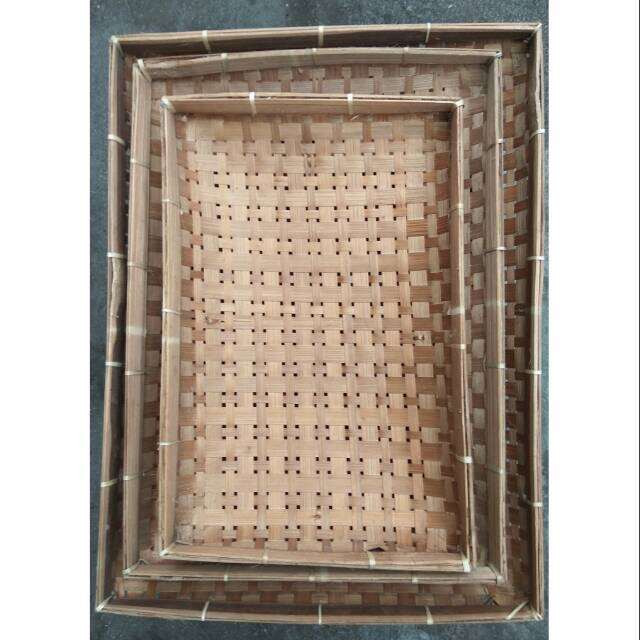 Piring Bambu kotak Persegi panjang set besar(isi 3) | Lazada Indonesia