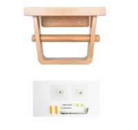 Wall Mounted Toilet Paper Roll Holder Natural Beech Wood Single Roll Tissue Holder with Tray Bathroom Accessories