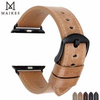 MAIKES สายหนังสำหรับ Watch Band 49มม. 45มม. 44มม. 40มม. Series 87654321 &amp; สาย42มม. 38