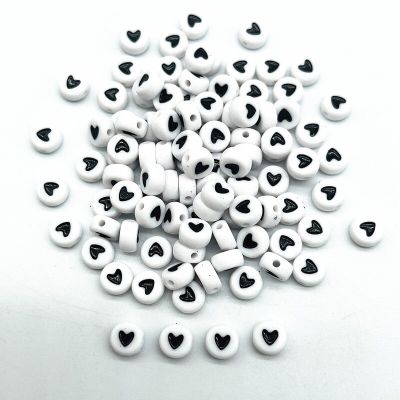 100pcs 7mm Black Heart-shaped Letter Shape Beads for Jewelry Making Diy Handmade Bracelet Accessories DIY accessories and others