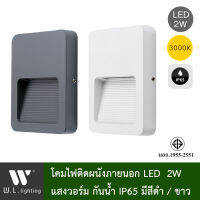 โคมไฟติดผนังภายนอกอาคาร กันน้ำIP65  โคมไฟLED ในตัว 2W แสงวอร์ม 3000K มีให้เลือกสีดำ/สีขาว รุ่น WL-DU-5321-2W-BK/WH