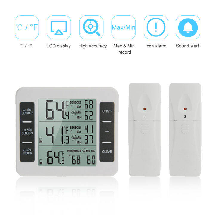 BO YIN Indoor Outdoor Thermometer with Wireless Sensor Digital ...