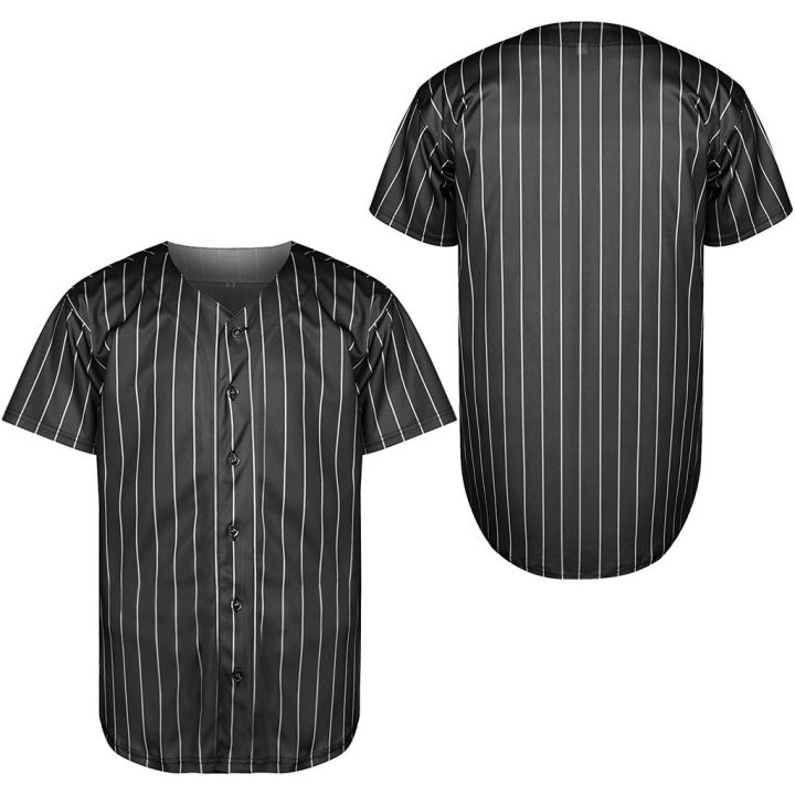 Men's Blank Baseball Jerseys Plain Casual Short-sleeved Button T