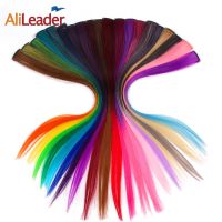 Alileader Synthetic Clip In One Piece 50Cm 20 Inch Long Ombre One Piece Straight Fake Hair Extensions Tow Tone Pink Purple Blue Wig  Hair Extensions