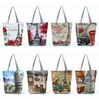 【jw】﹊✾  Shoulder Iron Landscape Shopping Tote Big Printed Handbags