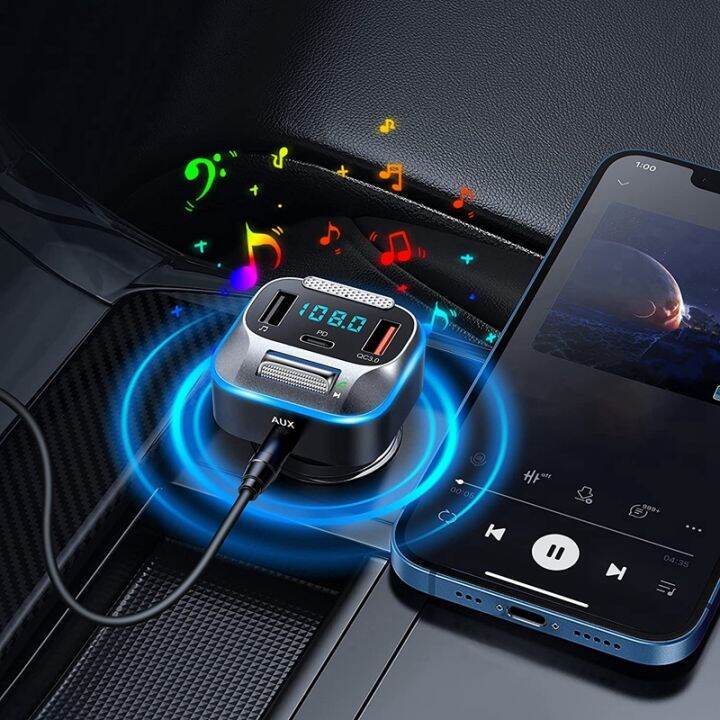 car-bluetooth-fm-transmitter-30w-pd-typ-c-bluetooth-5-0-adapter-auto-car-charger-mp3-player-support-tf-card-hands-free