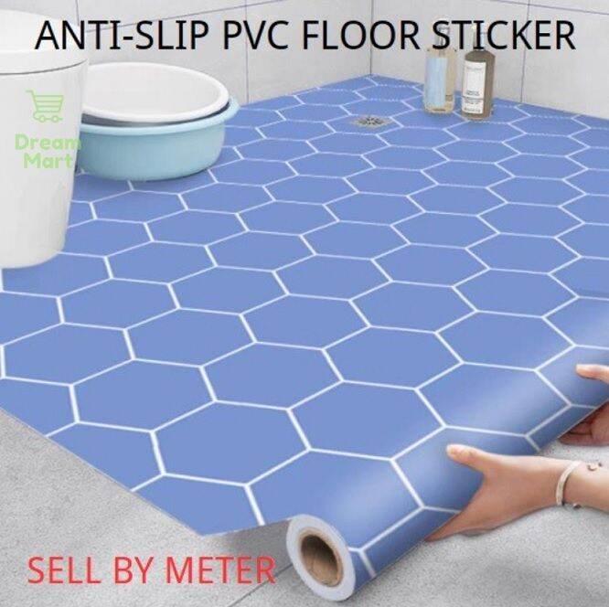 (SELL BY METER) 61cm x 1meter Anti Slip Waterproof PVC Flooring Sticker