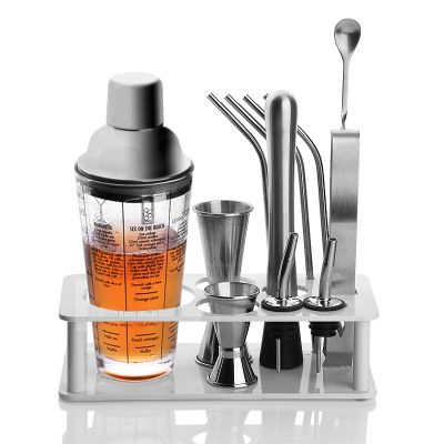 High-end Original Glass Shaker Set Graduated Shaker with Recipe Three-stage Shaker Cocktail Tool Hand Shake Cup[Fast delivery]