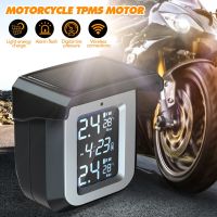 ☜♘✆ Wireless Motorcycle TPMS Motor Tire Pressure Tyre Temperature Monitoring Alarm System Solar Charging With 2 External Sensors