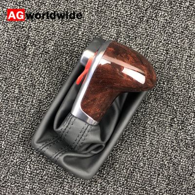 Wood Chrome Gear Shift Knob Leather Gaiter Boot AT LHD Only For Audi A3 A4 B8 A5 A6 C6 Q5 Q7 2009 2010 2011 2012 2013