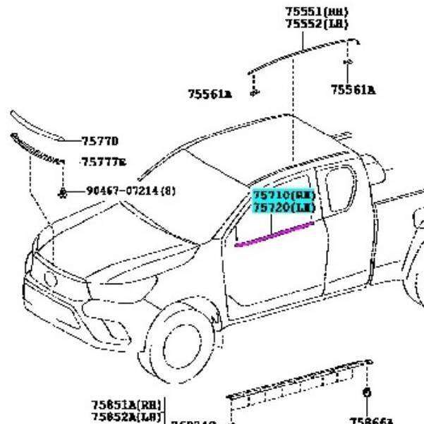 คิ้วรีดน้ำเส้นนอก-สีดำ-toyota-vigo-ทุกรุ่น-revo-toyota-แท้ศูนย์-100-4-ประตู-2-ประตู-cab