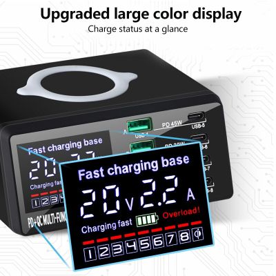 110W 8 Ports Wireless Charging Station PD Fast Charger USB Quick 3.0 Adapter HUB For iPhone 14 13 12 11 Samsung Huawei Xiaomi