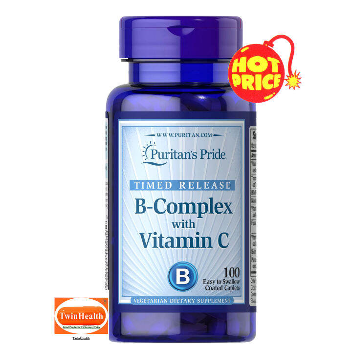 Puritan's Pride Vitamin B-Complex + Vitamin C Time Release / 100 ...