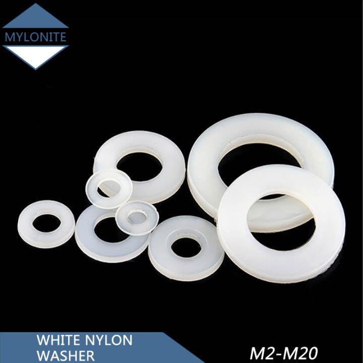 White Nylon Washer Flat Gasket M2 M2.5 M3 M4 M5 M6 M8 M10 M12 M14 M16 M18 M20 Plastic Sealing O