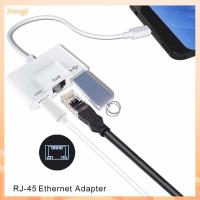 JIANGF U Disk Reader แบบ3 in 1 สายแปลง USB 3.0 OTG OTG ครับ Type-C ไปยัง RJ45 อะแดปเตอร์อีเทอร์เน็ต ที่ชาร์จ PD