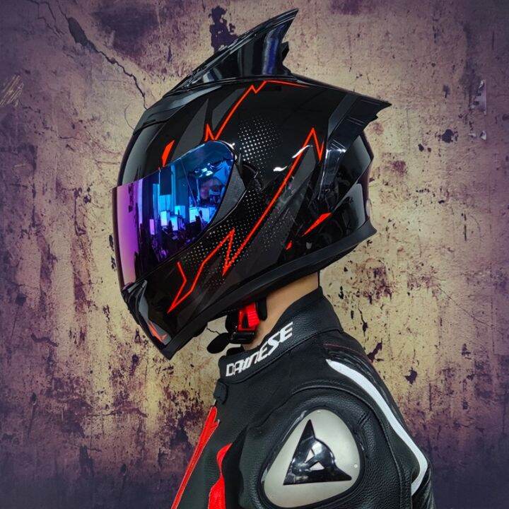 Motorcycle helmet, dual lens racing helmet, hard hat Lazada PH