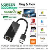 USB TO ETHERNET ADAPTER อุปกรณ์แปลงสัญญาณ UGREEN 2.0 TO LAN 10/100 ABS CASE 30305 (BLACK)