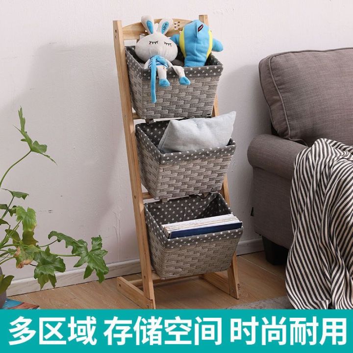 spot-parcel-post-solid-wood-rattan-like-storage-rack-floor-multi-layer-snack-toy-storage-rack-living-room-and-kitchen-bedroom-clutter-organizing-shelves