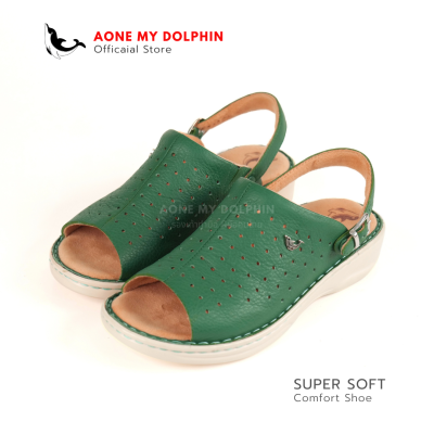 Aone My Dolphin[ลิขสิทธิ์แท้] WD66 - รองเท้าเพื่อสุขภาพ รองเท้าหนังแท้ รองเท้าส้นเตี้ย พื้นนุ่มใส่สบาย รองเท้าแตะแบบสวม