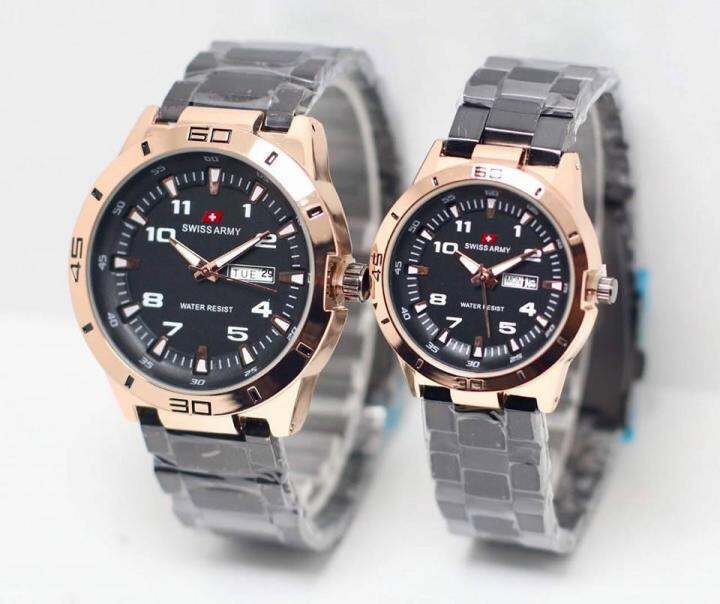 Jam Tangan Swiss Army Jam Tangan Couple Stainlees Steel Tanggal Aktif Lengkap Dengan Box 2738