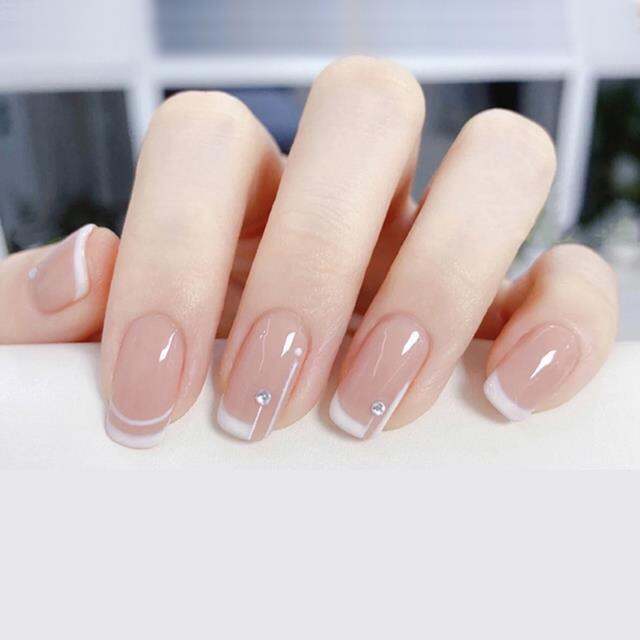 24pcs-box-false-nail-press-on-natural-temperament-french-nail-simple-short-style-acrylic-classical-fake-nails-with-glue-for-girl