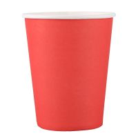 20 Paper Cups (9oz) - Plain Solid Colours Birthday Party Tableware Catering(Red)