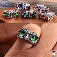 RICHARDCOT คู่รัก Jewelry ของขวัญ Owl Eye Open Adjustable Vintage Ring Statement Ring