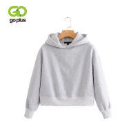 GOPLUS  Hoodie Streetwear Hip Hop Black White Gray Hooded Hoodies Drop-Shoulder Short Hoodies and Sweatshirts