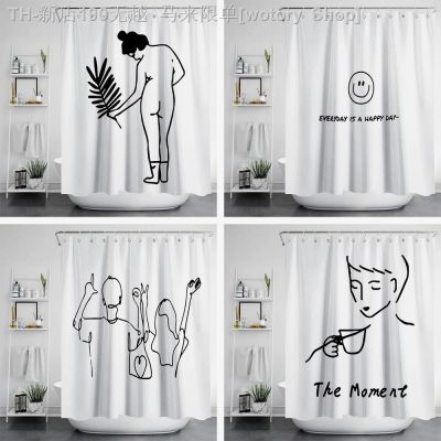 【CW】❧✵ↂ  New Europe Lines and Mildew Proof Shower Curtain Perforated Printing Curtains Rugrats
